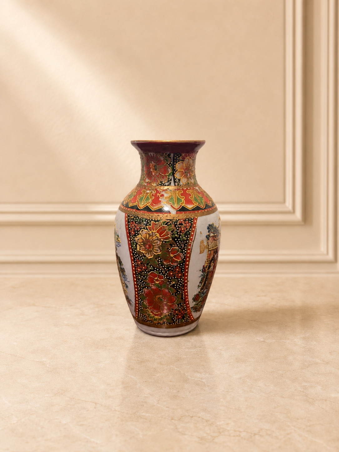 Chinese vase with figural and floral design