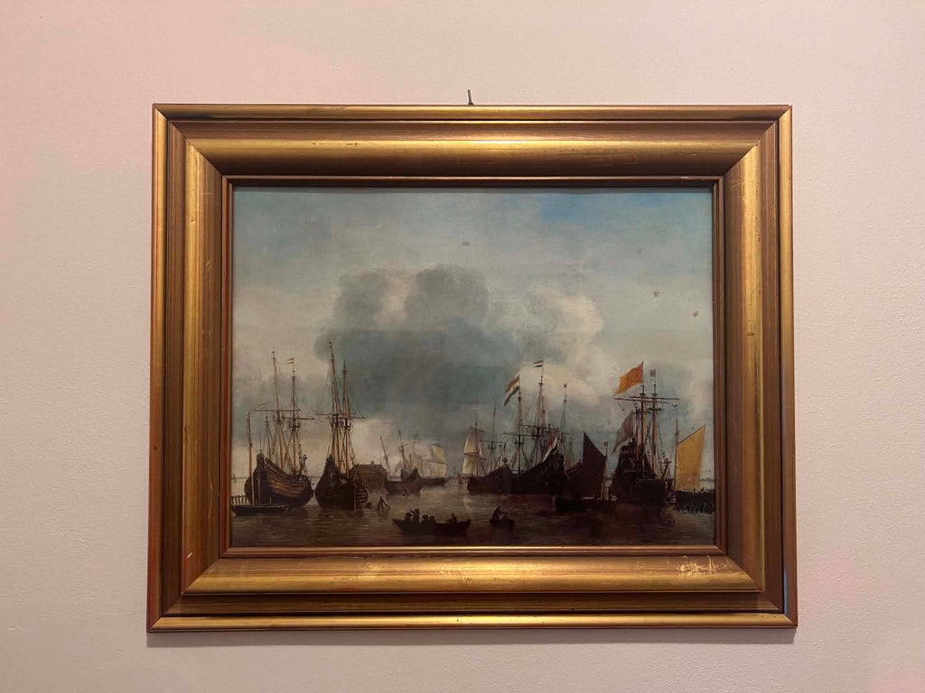 Segelschiffe auf See – Ölgemälde nach Reinier Nooms (Zeeman), 62 × 50 cm