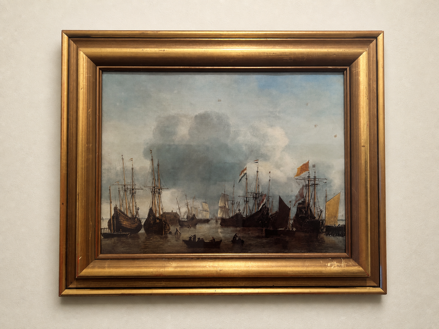 Segelschiffe auf See – Ölgemälde nach Reinier Nooms (Zeeman), 62 × 50 cm