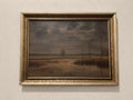 Quiet Wetland Landscape beneath an Overcast Sky – Oil Painting, Signed Vrána, 55 × 43 cm
